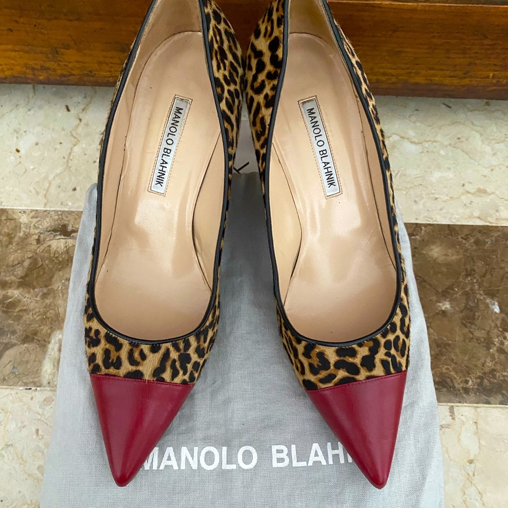 Manolo Pumps in gorgeous red and animal print!